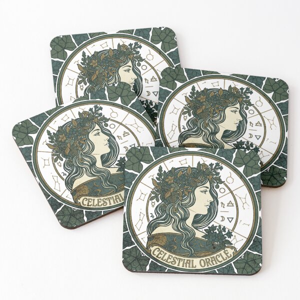 Item preview, Celestial Oracle: Art Nouveau Witchy Goddess & Astrological Map designed and sold by The Archive Alchemist.