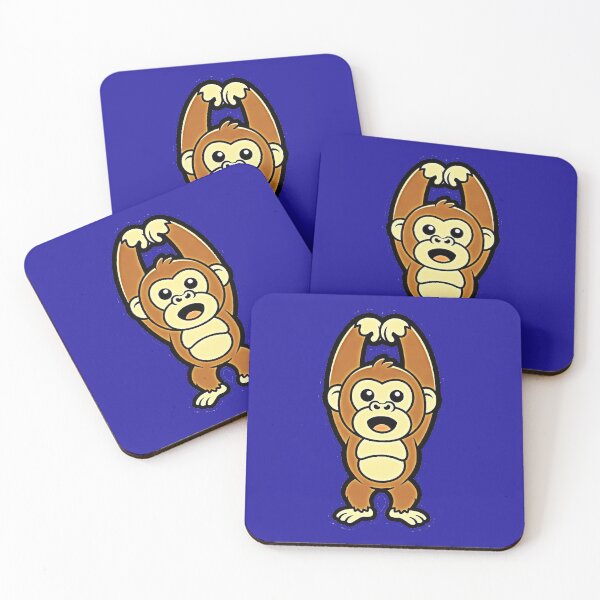 Item preview, Cute Playful Monkey Cartoon Sticker – Funny Happy Animal Character Kids Friendly Design designed and sold by zohocreations.