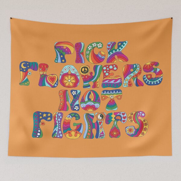 Item preview, Psychedelic Pick Flowers Art Orange– Retro Hippie Rainbow Groovy Peace Design designed and sold by Kellie Espie Art.