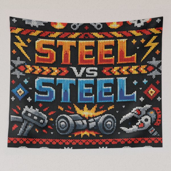 Item preview, Steel vs Steel Robot Combat Battle Knitting Pattern designed and sold by Mauswohn.