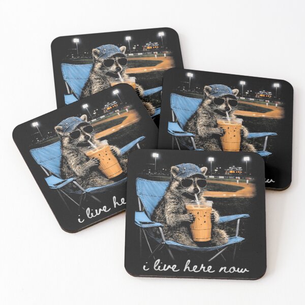 Item preview, Funny Raccoon Drinking Iced Coffee At Baseball Stadium I Live Here Now designed and sold by EricCotanori.