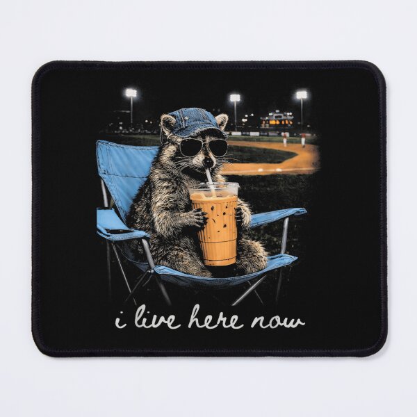 Item preview, Funny Raccoon Drinking Iced Coffee At Baseball Stadium I Live Here Now designed and sold by EricCotanori.