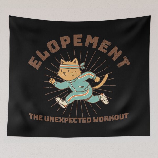 Item preview, Funny Running Cat Elopement The Unexpected Workout Retro Fitness Gym Humor designed and sold by EricCotanori.