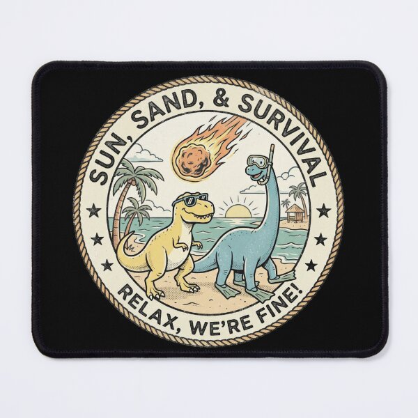 Item preview, Funny Beach Dinosaurs Meteor Vacation Vintage Cartoon Design designed and sold by seven things shop.