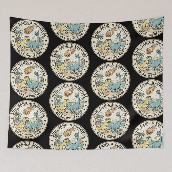 Item preview, Funny Beach Dinosaurs Meteor Vacation Vintage Cartoon Design designed and sold by seven things shop.