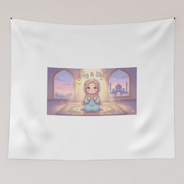 Item preview, Pray & Shine – Cute Muslim Girl Illustration designed and sold by Hustle DNA Studio.