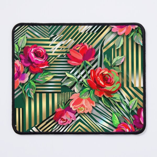 Item preview, A vibrant floral pattern with roses and geometric shapes designed and sold by Creative88Art.
