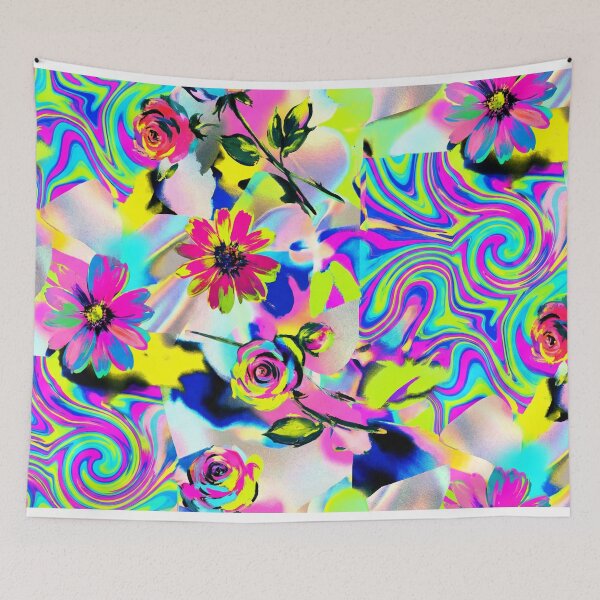 Item preview, A vibrant floral pattern with colorful flowers and swirling designs designed and sold by Creative88Art.