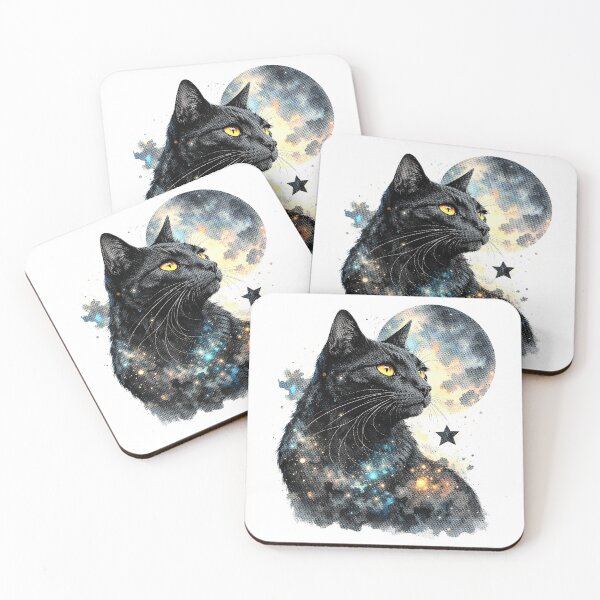 Item preview, Black Cat Moon Galaxy – Witchy Aesthetic Cosmic Cat Design designed and sold by entinta2.
