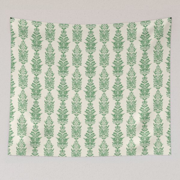 Item preview, Emerald Green and Cream Fern Pattern designed and sold by burbankdesigns.