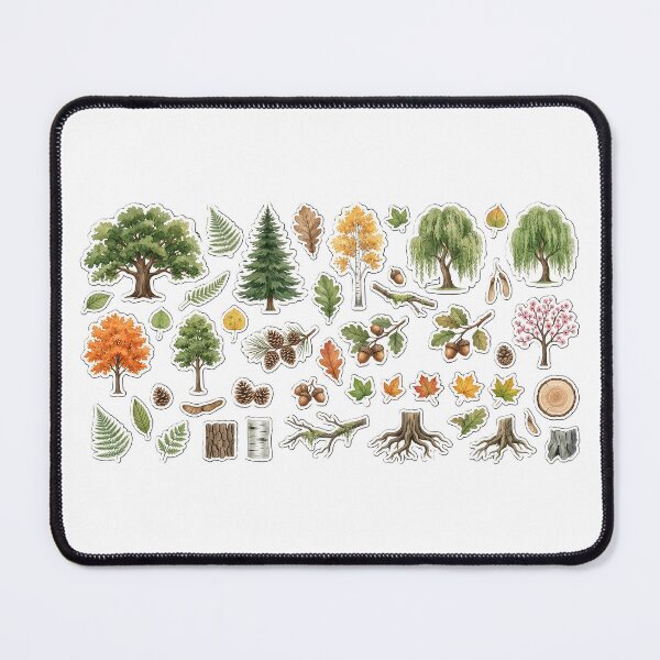 Item preview, Forest Floor Botanical Sticker Sheet - Watercolor Trees, Leaves, Pinecones, & Acorns designed and sold by KINGSMILESTORE.