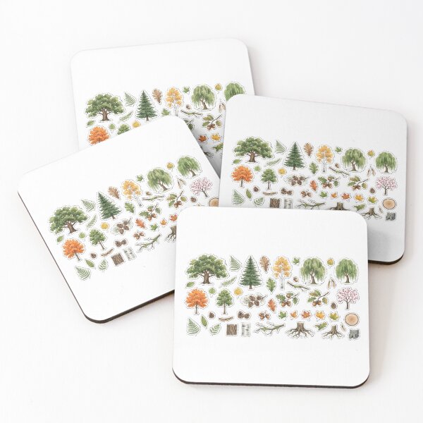 Item preview, Forest Floor Botanical Sticker Sheet - Watercolor Trees, Leaves, Pinecones, & Acorns designed and sold by KINGSMILESTORE.