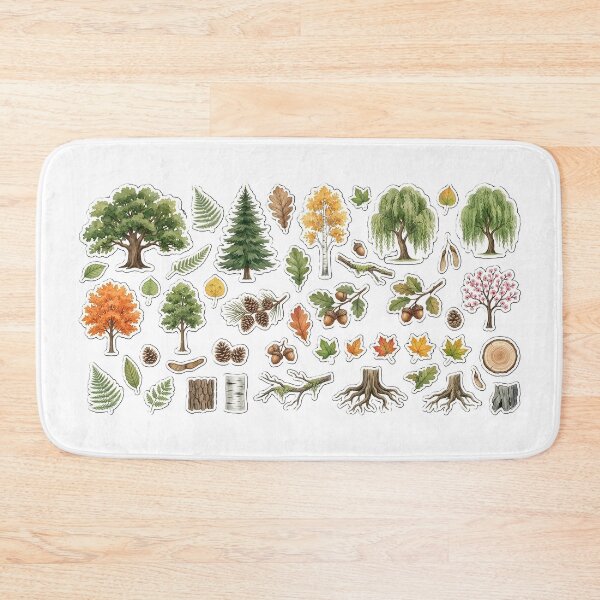 Item preview, Forest Floor Botanical Sticker Sheet - Watercolor Trees, Leaves, Pinecones, & Acorns designed and sold by KINGSMILESTORE.