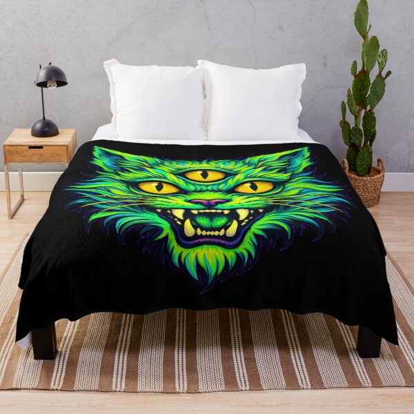Item preview, Psychedelic Three Eyed Cat – Neon Trippy Mystic Feline Art designed and sold by cr6zym1nd.