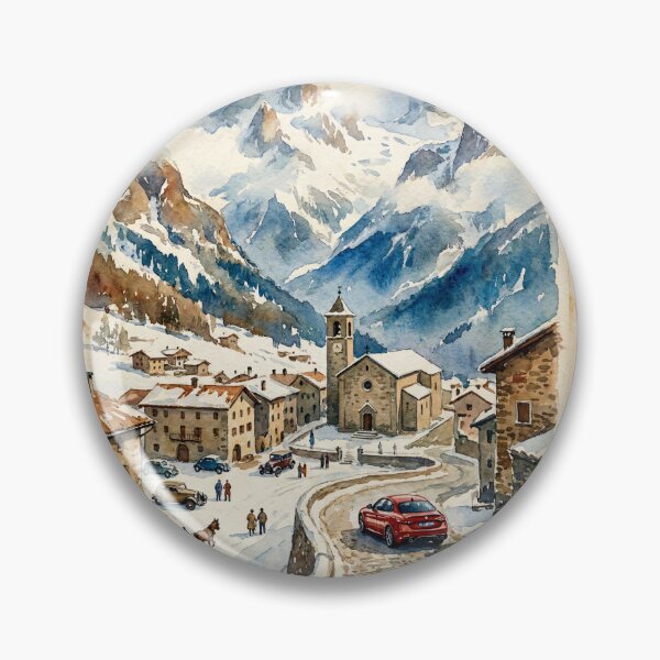 Item preview, Modern Italian Sports Sedan On Winding Cobblestone Road Winter Scene designed and sold by RevUpDesign.