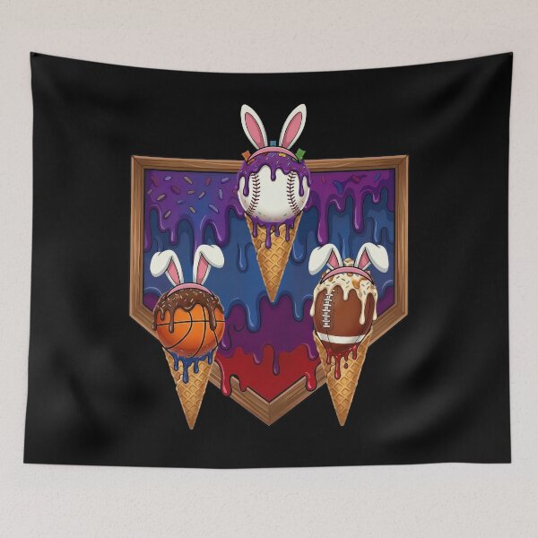 Item preview, Bunny Easter Baseball Basketball Football Dripping Sports Ice Cream designed and sold by KIROSALS.