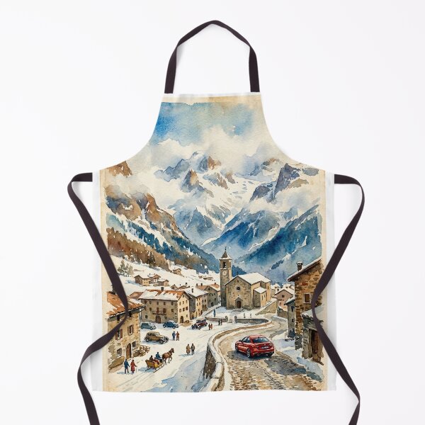 Item preview, Modern Italian Sports Sedan On Winding Cobblestone Road Winter Scene designed and sold by RevUpDesign.
