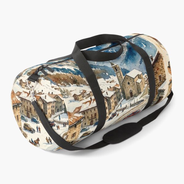 Item preview, Modern Italian Sports Sedan On Winding Cobblestone Road Winter Scene designed and sold by RevUpDesign.