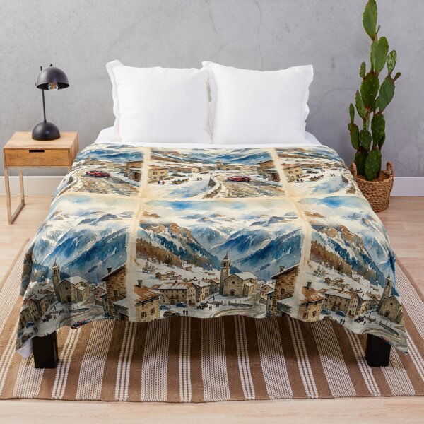 Item preview, Modern Italian Sports Sedan On Winding Cobblestone Road Winter Scene designed and sold by RevUpDesign.