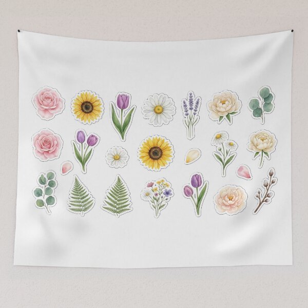 Item preview, Watercolor Floral Sticker Pack - Botanical Flower & Leaf Illustrations for Bullet Journaling and Laptops designed and sold by KINGSMILESTORE.