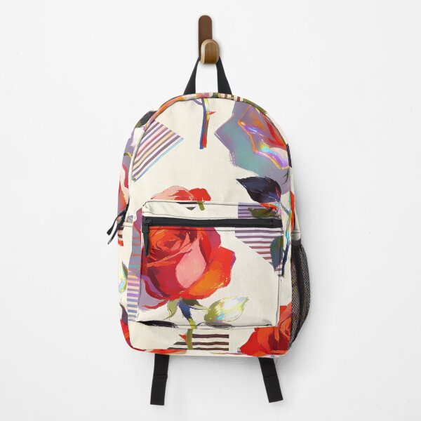 Item preview, A vibrant floral pattern featuring roses and geometric shapes on a white background designed and sold by Creative88Art.