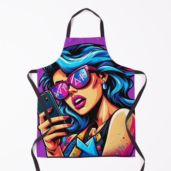 Item preview, WTAF Pop Art Graffiti Girl in Sunglasses Looking at Her Smart Phone Attitude Sarcasm Funny Neon LGBTQIA Feminist Snarky Humor designed and sold by pillarofme.