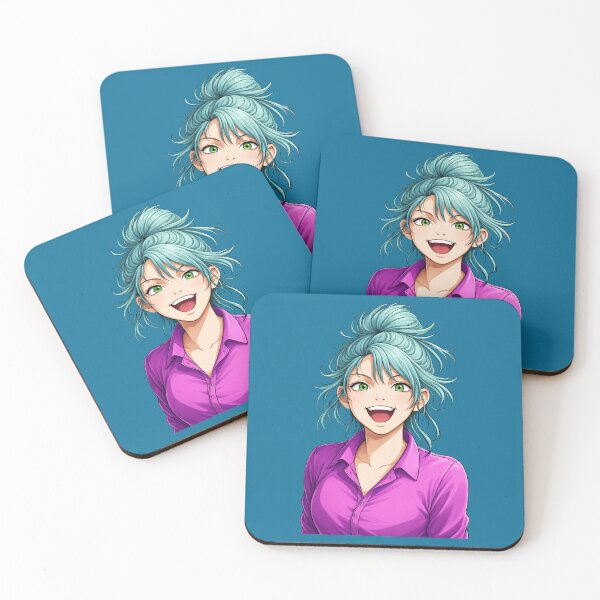 Item preview, Pretty Laughing Manga Girl – Animated Portrait with Green Eyes. designed and sold by chromyral-creations.