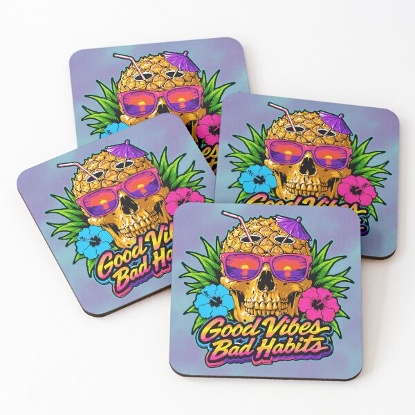 Item preview, Retro Tropical  Neon Summer Skull designed and sold by RockToneShop.
