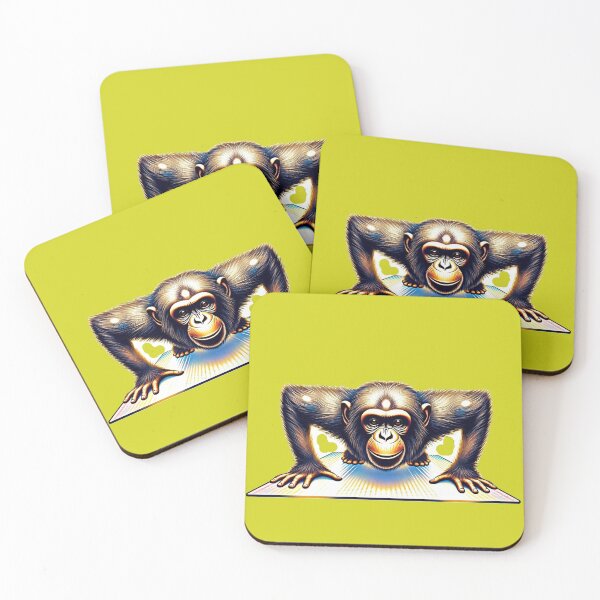 Item preview, Glowing Yoga Chimp | Spiritual Enlightened Monkey Energy Sticker designed and sold by zohocreations.