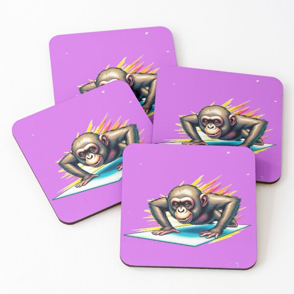 Item preview, Fitness Chimp Push-Up - Retro Pop Art Gym Monkey Sticker designed and sold by zohocreations.
