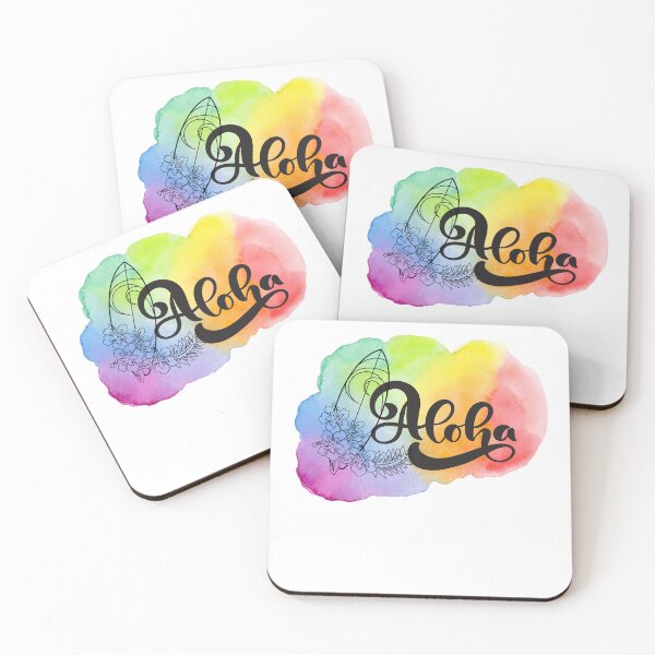 Item preview, Aloha Rainbow Watercolor Surf T‑Shirt – Hawaiian Hibiscus Beach Vacation Tee designed and sold by TeeTimeMeTime.