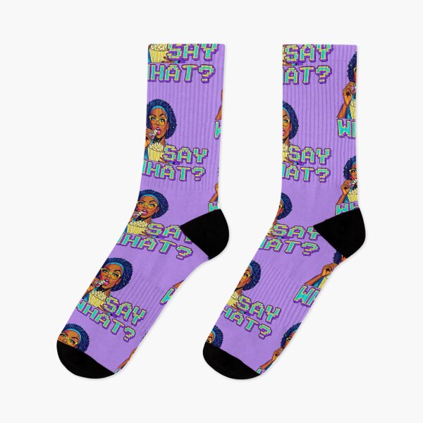 Item preview, Say What? African American Woman With Glasses Eating Popcorn With Eyebrow Raised Snarky Funny Humor Pop Art Neon Sarcastic LGBTQIA Feminist Sassy Retro 90s Kid designed and sold by pillarofme.
