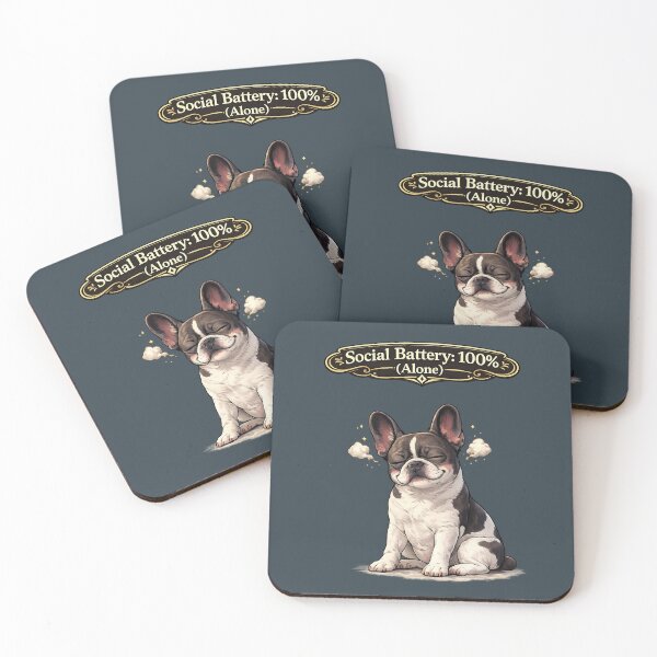 Item preview, Social Battery 100% Alone French Bulldog – Introvert Funny Dog Sticker designed and sold by Frenchie Fever.