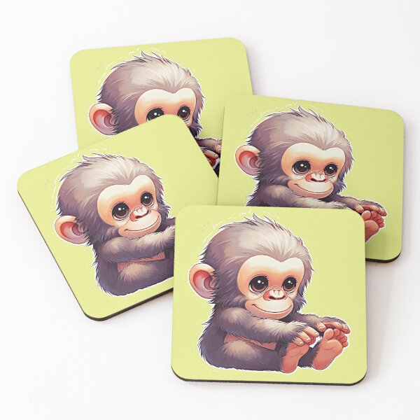 Item preview, Sweet Baby Chimp - Adorable Fluffy Kawaii Monkey Sticker designed and sold by zohocreations.