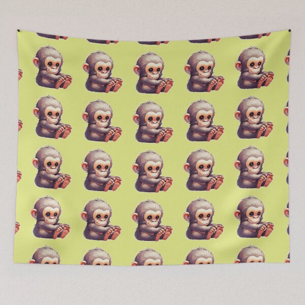 Item preview, Sweet Baby Chimp - Adorable Fluffy Kawaii Monkey Sticker designed and sold by zohocreations.