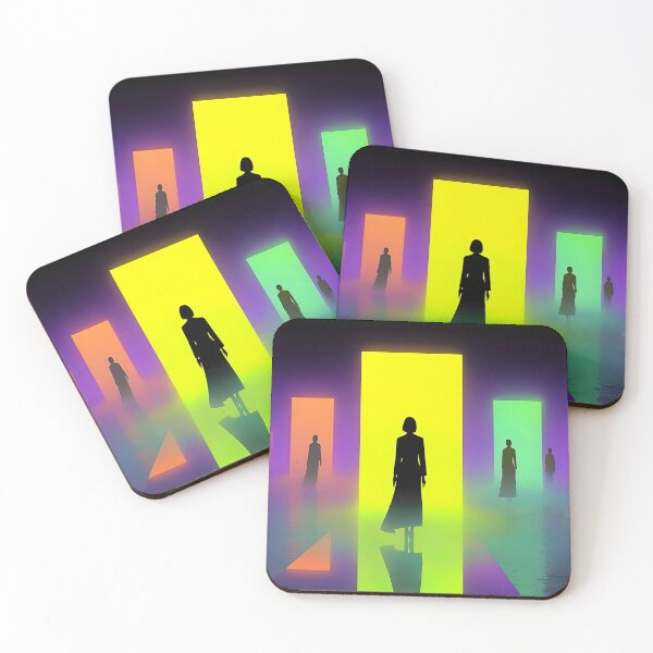 Item preview, Liminal Neon Doorway Surreal Figures Dreamcore Portal Aesthetic designed and sold by Quietlume Press.
