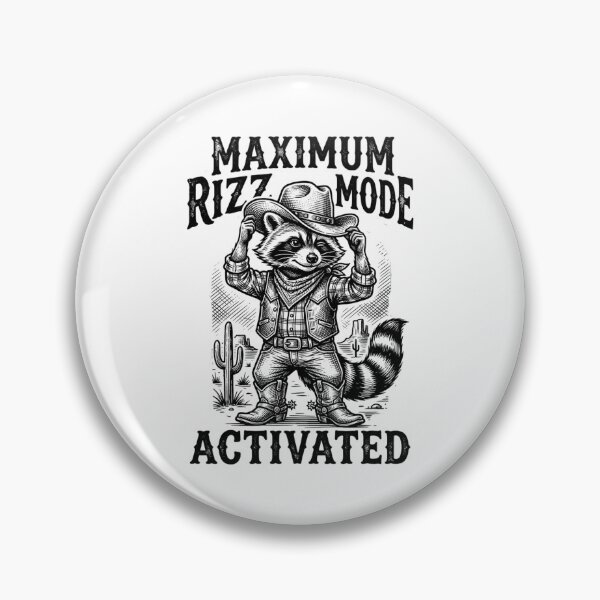 Item preview, Funny Raccoon Cowboy – Maximum Rizz Mode Activated Meme Design designed and sold by DoodloraStudio.