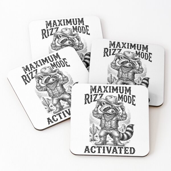 Item preview, Funny Raccoon Cowboy – Maximum Rizz Mode Activated Meme Design designed and sold by DoodloraStudio.