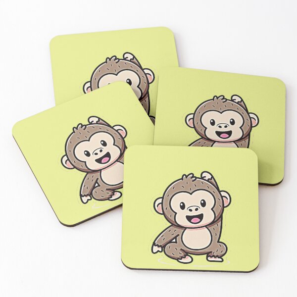 Item preview, Kawaii Happy Monkey - Cute Joyful Baby Primate Sticker designed and sold by zohocreations.