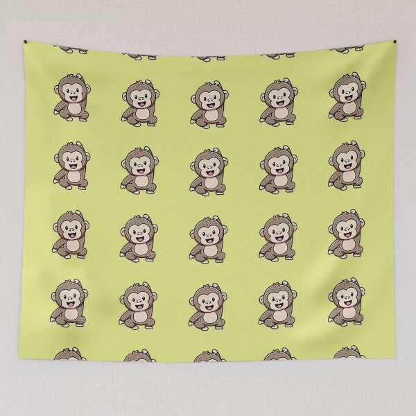 Item preview, Kawaii Happy Monkey - Cute Joyful Baby Primate Sticker designed and sold by zohocreations.