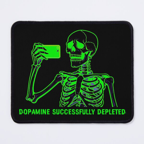 Item preview, Dopamine Successfully Depleted – Neon Glitch Skeleton Phone Meme designed and sold by R-A Designs.