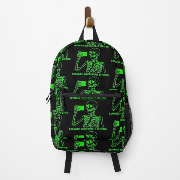 Item preview, Dopamine Successfully Depleted – Neon Glitch Skeleton Phone Meme designed and sold by R-A Designs.