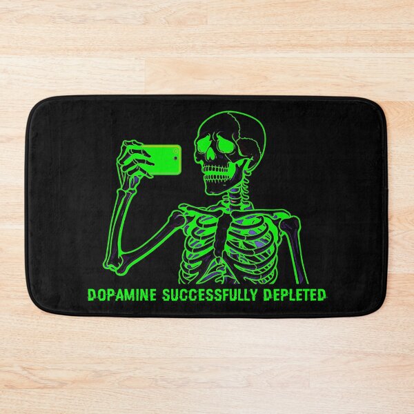 Item preview, Dopamine Successfully Depleted – Neon Glitch Skeleton Phone Meme designed and sold by R-A Designs.