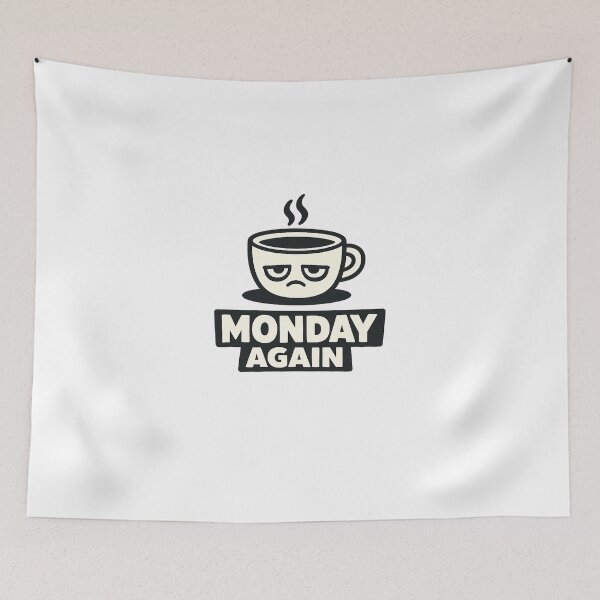 Item preview, Monday Again Funny Coffee Minimal Tired Mood Design designed and sold by Echo-Draw.