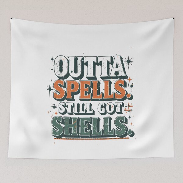 Item preview, Outta Spells But Not Outta Shells-fantasy meme, funny wizard, sarcasm designed and sold by ChameraDesign.