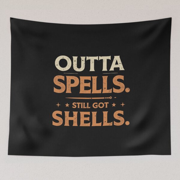 Item preview, Outta Spells But Not Outta Shells-fantasy meme, funny wizard, sarcasm designed and sold by ChameraDesign.
