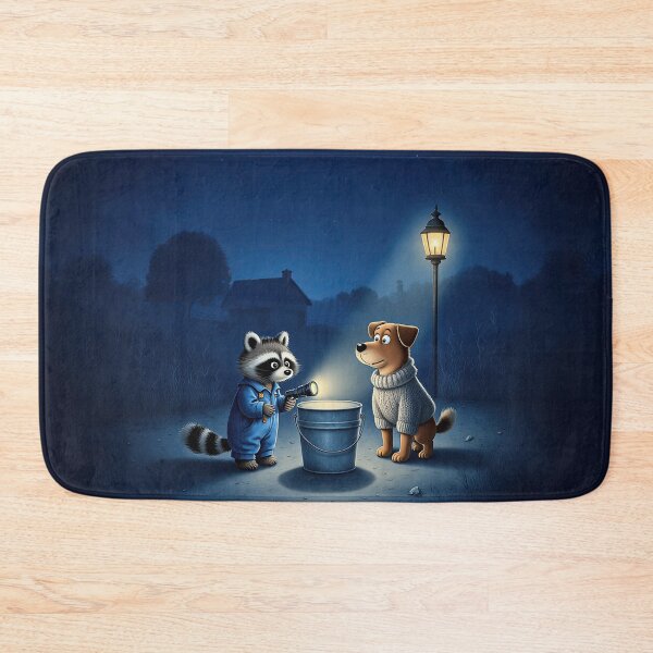 Item preview, Moonlit Curiosity – Whimsical Raccoon and Dog Night Discovery designed and sold by Whimsical Hug.
