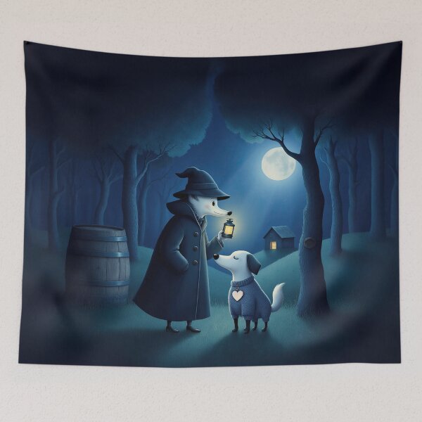 Item preview, Midnight Lantern – Whimsical Night Walk with Loyal Friend designed and sold by Whimsical Hug.