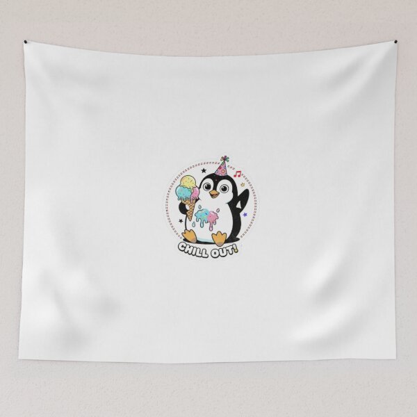 Item preview, Chill Out Cute Penguin With Ice Cream – Funny Kawaii Penguin Sticker designed and sold by inkoravisualart.