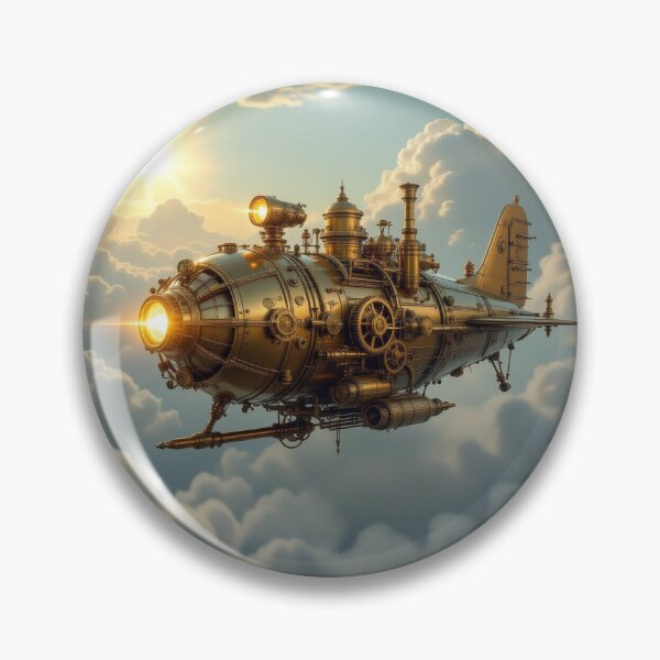 Item preview, Majestic Steampunk Airship drifting through golden skies in retro‑futuristic elegance designed and sold by FotoworldEdel.